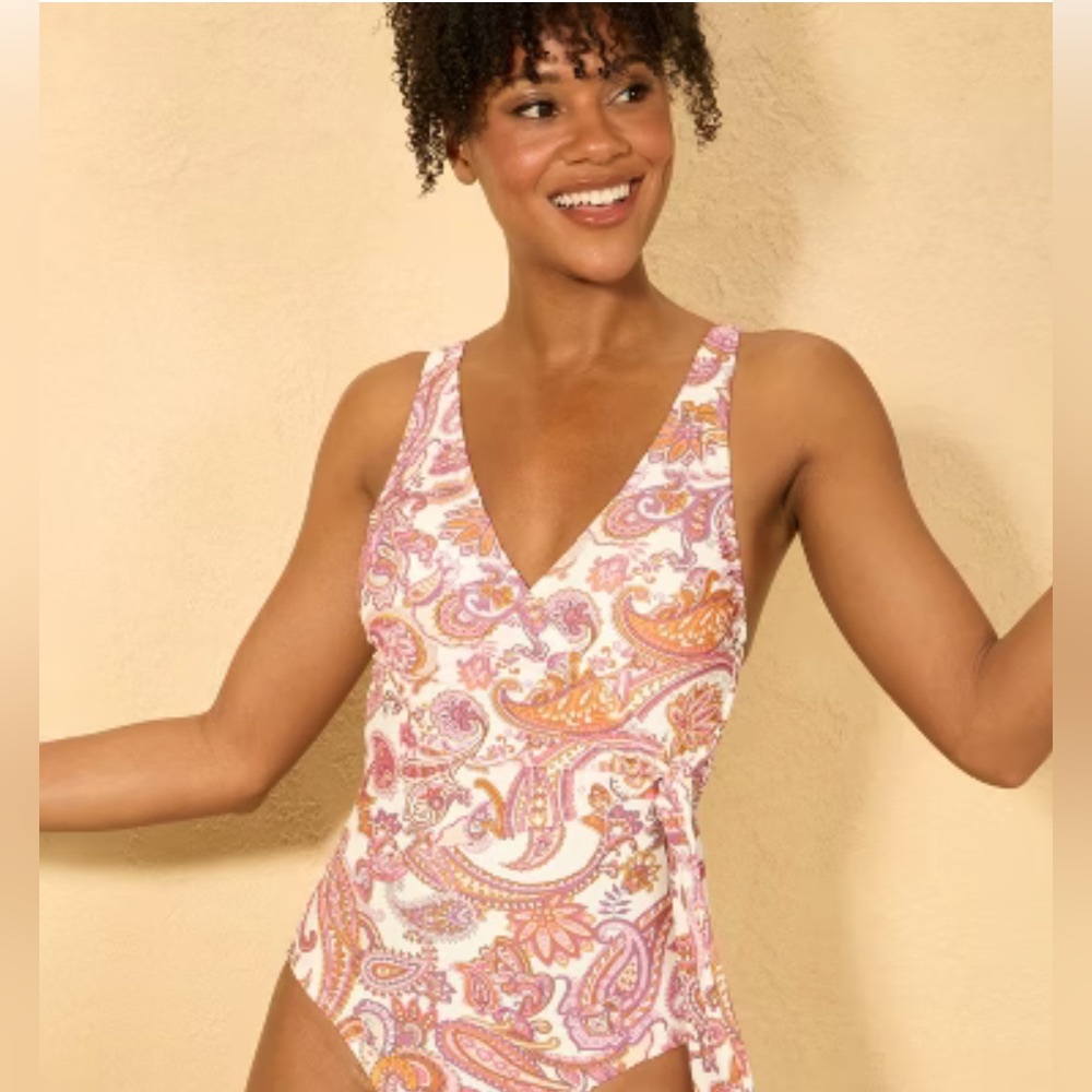 Shade & Shore - Women’s Jacobean Print Tummy Control One Piece Swimsuit - Picture 3 of 11